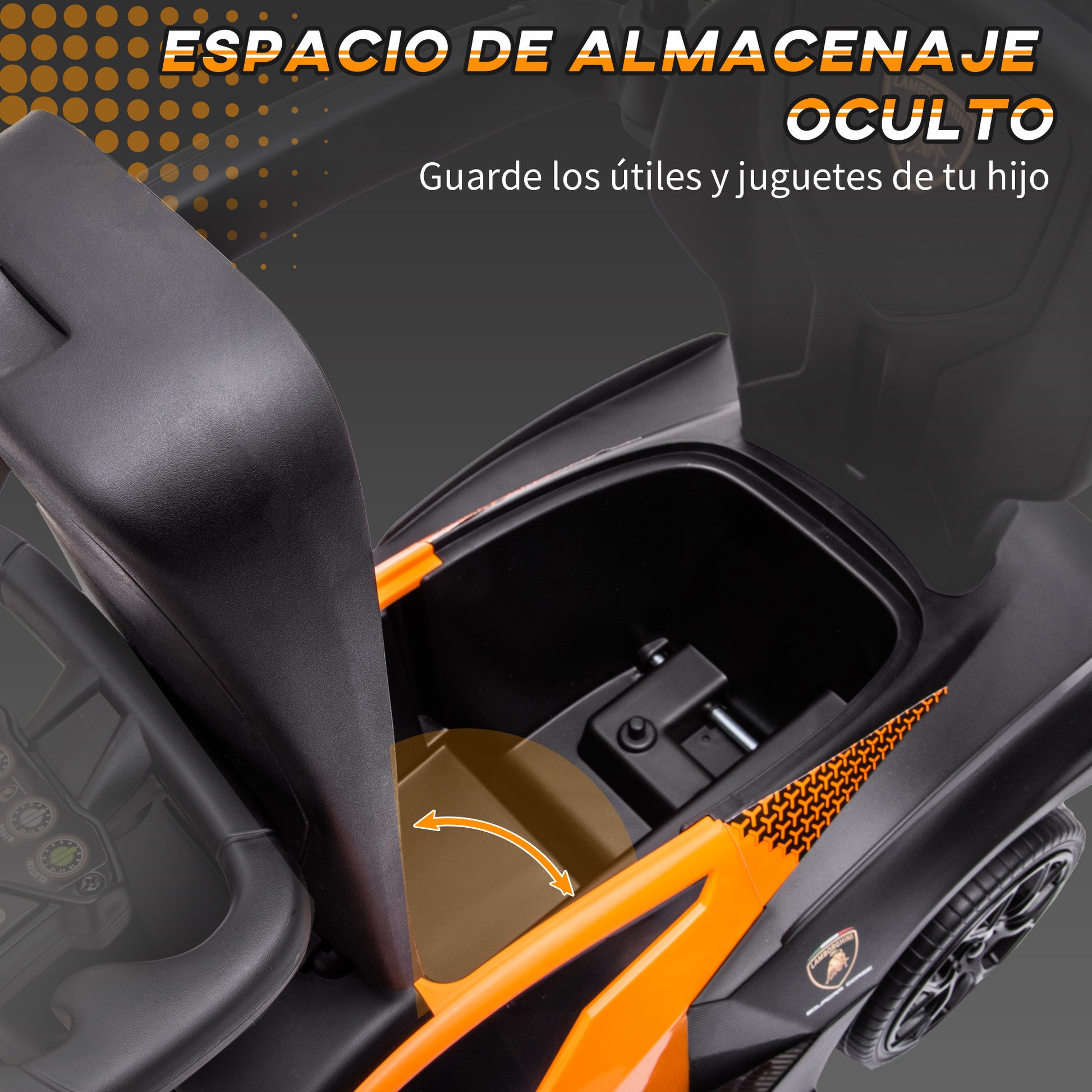 2-in-1 Lamborghini Essenza SCV12 Kids Ride-On Car 12-36 Months Push Car with Horn Removable Push Handle and Safety Rail 86.5x40x89.5 cm Orange and Black