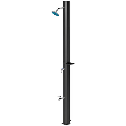 Solar Shower 35 Liter Solar Garden Shower with Water Tap Shower Head Hand Shower Side Tray, up to 55°C, Outdoor Shower without Power Connection Pool Shower Camping Shower Rain Shower Warm Water