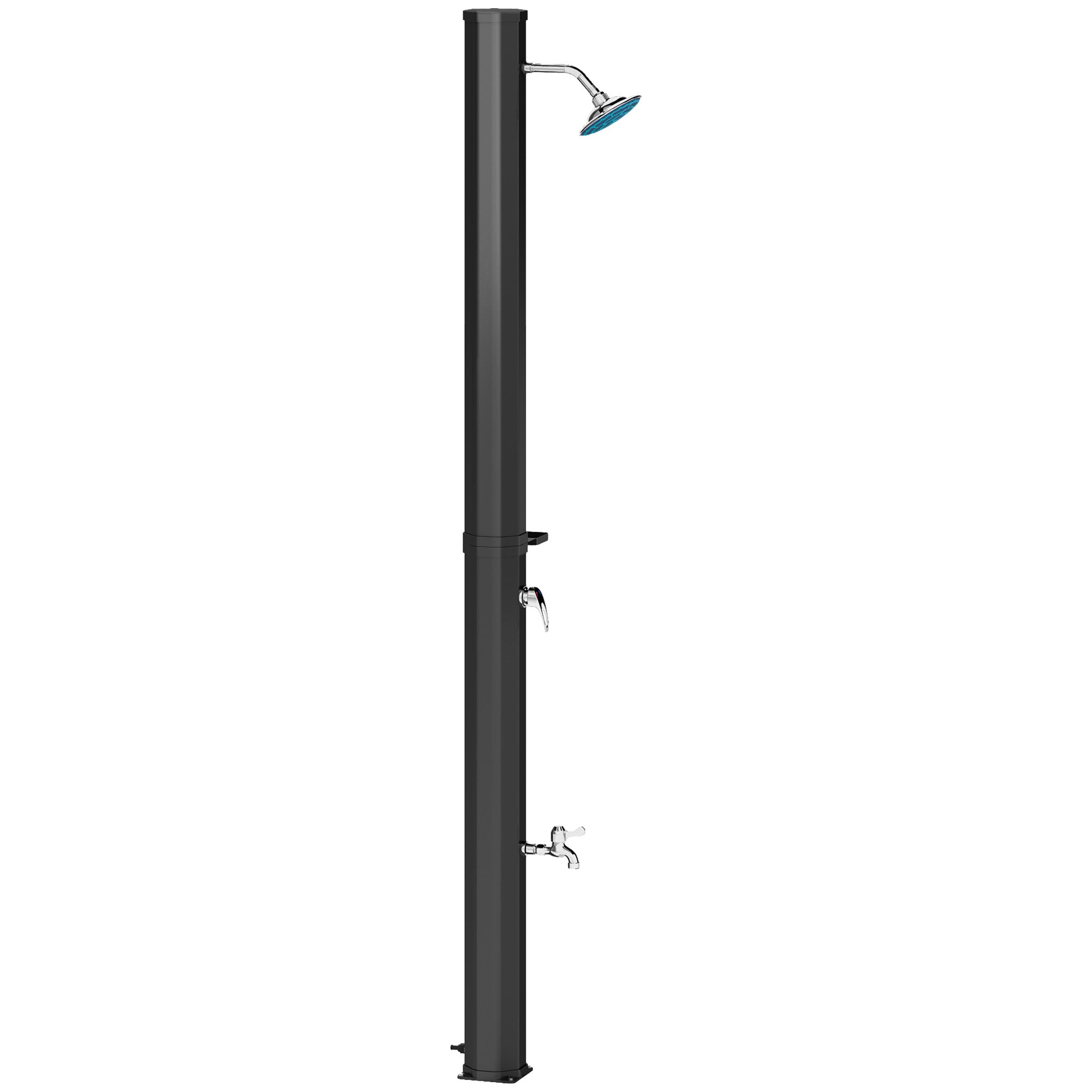 Solar Shower 35 Liter Solar Garden Shower with Water Tap Shower Head Hand Shower Side Tray, up to 55°C, Outdoor Shower without Power Connection Pool Shower Camping Shower Rain Shower Warm Water