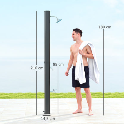 Solar Shower 35 Liter Solar Garden Shower with Water Tap Shower Head Hand Shower Side Tray, up to 55°C, Outdoor Shower without Power Connection Pool Shower Camping Shower Rain Shower Warm Water