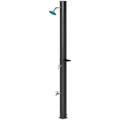 Solar Shower 35 Liter Solar Garden Shower with Water Tap Shower Head Hand Shower Side Tray, up to 55°C, Outdoor Shower without Power Connection Pool Shower Camping Shower Rain Shower Warm Water