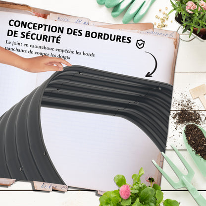 Square Raised Garden Bed Planter Steel Garden Planter Open Bottom 3 Tier for Herbs Vegetables Fruits Flowers 158 x 109 x 82 cm - Gray