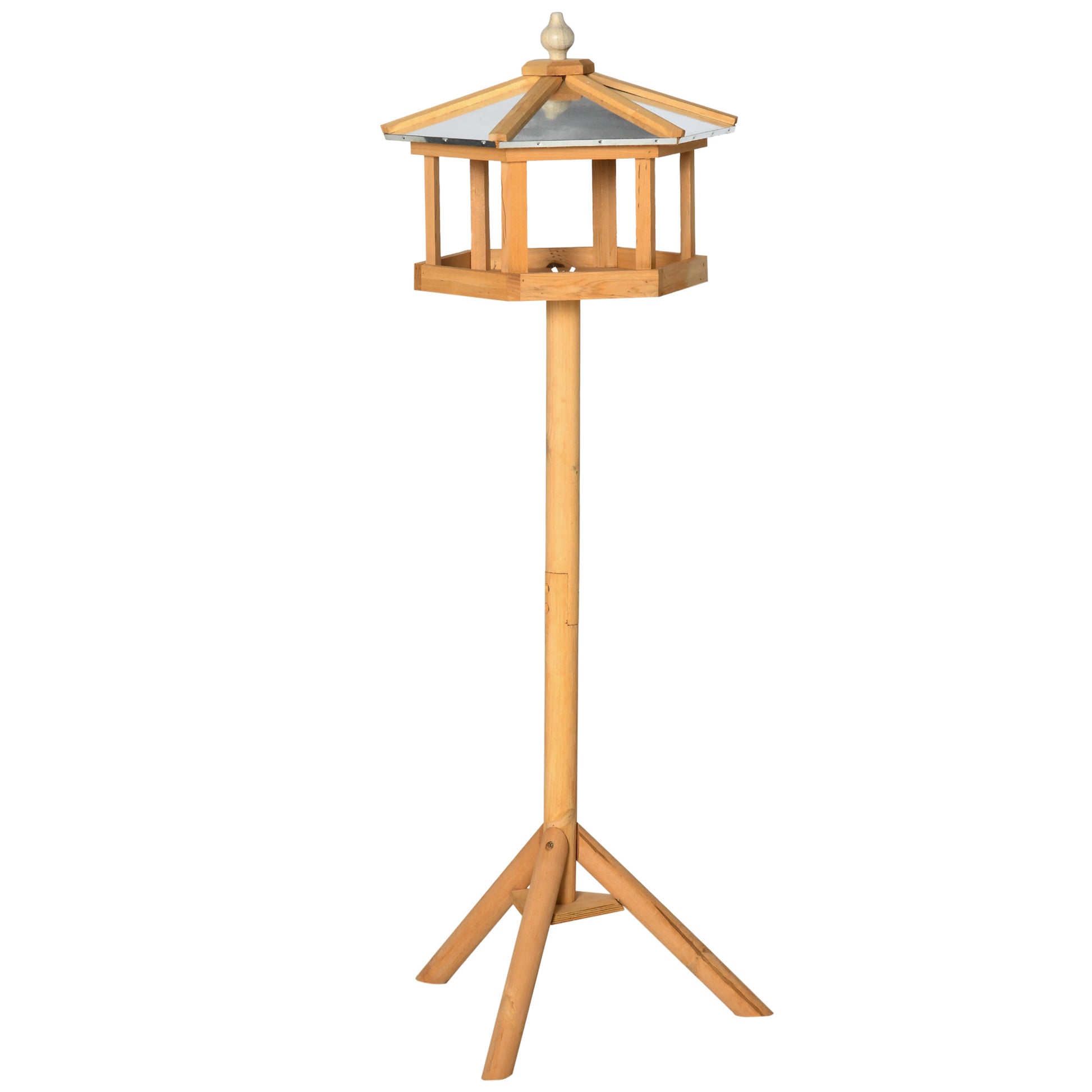 Birdhouse with Stand, Weatherproof Bird Feeder House with Weatherproof Zinc Roof, Wooden Bird Feeder for Wild Birds 40 x 40 x 113 cm Yellow