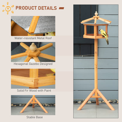 Birdhouse with Stand, Weatherproof Bird Feeder House with Weatherproof Zinc Roof, Wooden Bird Feeder for Wild Birds 40 x 40 x 113 cm Yellow