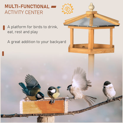 Birdhouse with Stand, Weatherproof Bird Feeder House with Weatherproof Zinc Roof, Wooden Bird Feeder for Wild Birds 40 x 40 x 113 cm Yellow