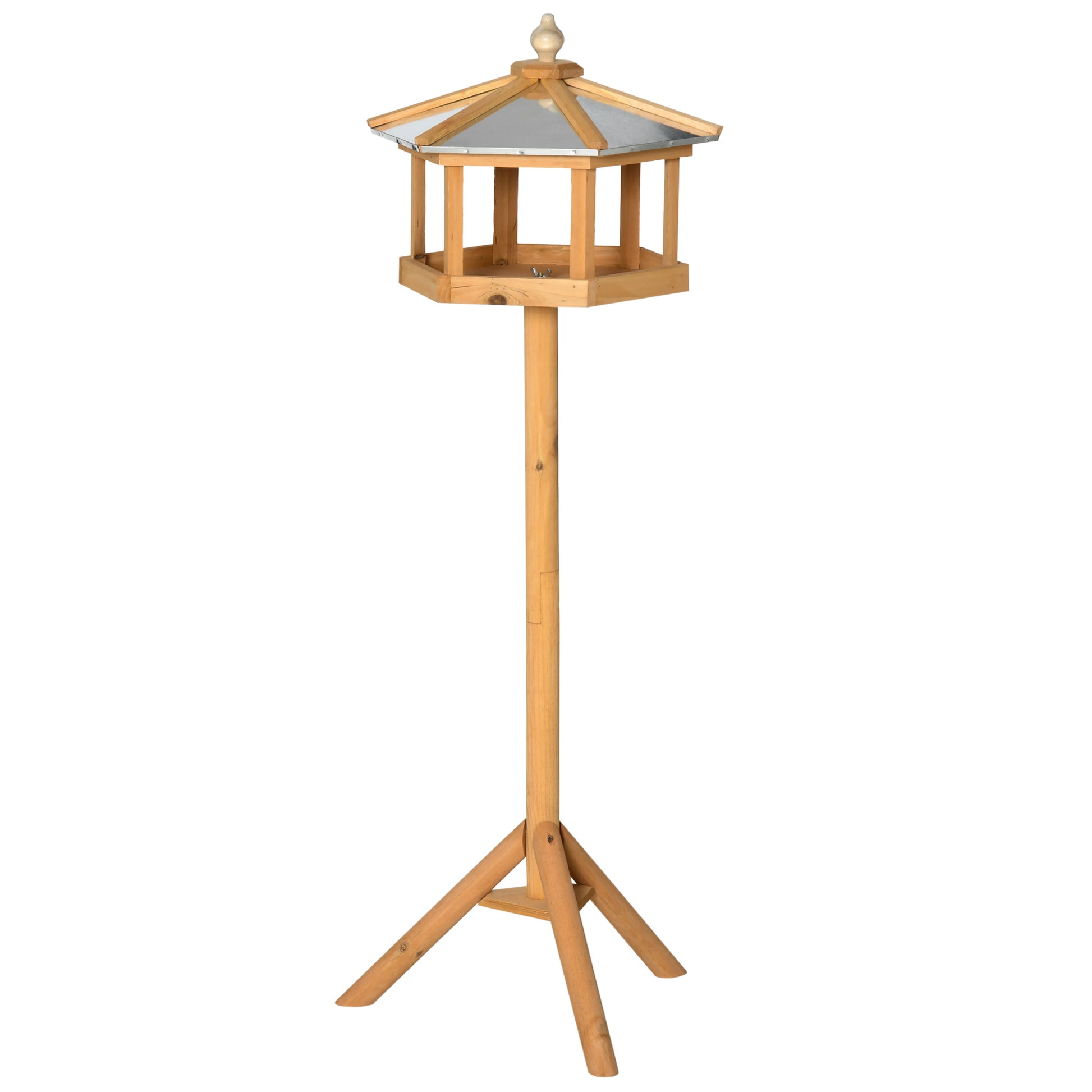 Birdhouse with Stand, Weatherproof Bird Feeder House with Weatherproof Zinc Roof, Wooden Bird Feeder for Wild Birds 40 x 40 x 113 cm Yellow