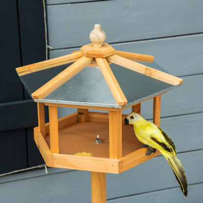Birdhouse with Stand, Weatherproof Bird Feeder House with Weatherproof Zinc Roof, Wooden Bird Feeder for Wild Birds 40 x 40 x 113 cm Yellow