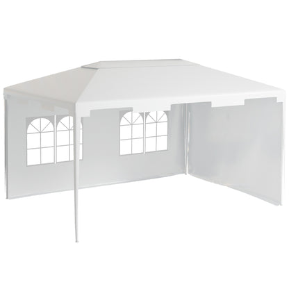 Garden Gazebo 4x3 m Detachable Outdoor Pergola with 2 Side Panels 2 Windows and Anti-UV Waterproof Steel Frame for Terrace Patio White