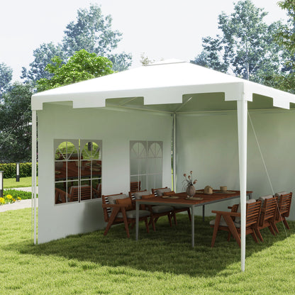Garden Gazebo 4x3 m Detachable Outdoor Pergola with 2 Side Panels 2 Windows and Anti-UV Waterproof Steel Frame for Terrace Patio White