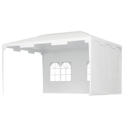 Garden Gazebo 4x3 m Detachable Outdoor Pergola with 2 Side Panels 2 Windows and Anti-UV Waterproof Steel Frame for Terrace Patio White