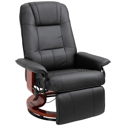 Recliner Chair Swivel TV Chair with Reclining Function, Footrest, Reclining Armchair with Armrest, Wooden Legs for Living Room, Bedroom, Faux Leather, Black