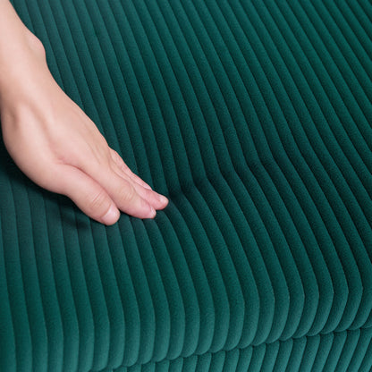 Storage Bench 84L Velvet Corduroy Ottoman End of Bed Storage Chest Footrest with Lid, for Living Room, Bedroom, Entryway, 112 x 42 x 40 cm, Green