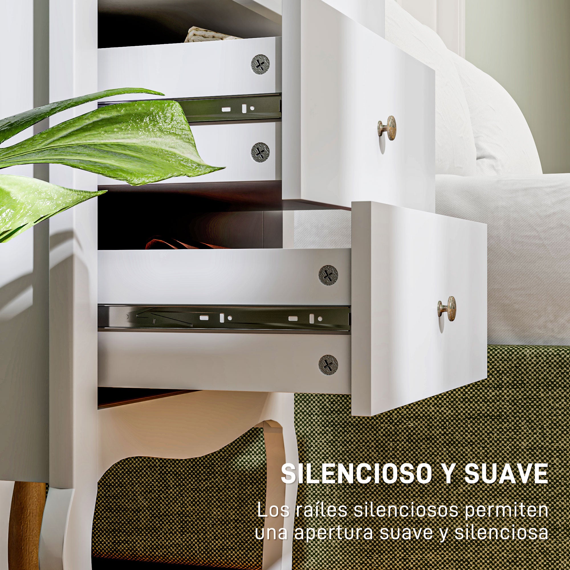 Chest of Drawers with 4 Drawers French-Style Bedroom Chest of Drawers with Anti-Tip Design Dresser for Living Room Hallway 60x40x98.5 cm White and Oak