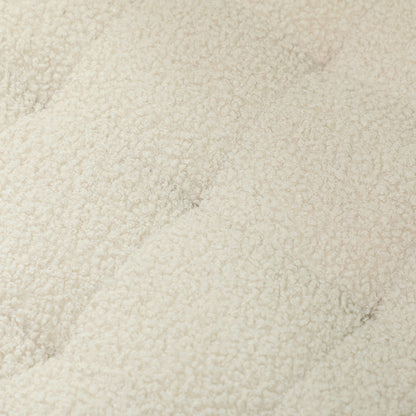 Storage Ottoman Footstool, Small Stool with Lid, Round Footstool with Wooden Legs, Cashmere Look, Padded Stool for Living Room Bedroom, 45 x 45 x 41 cm, Cream White