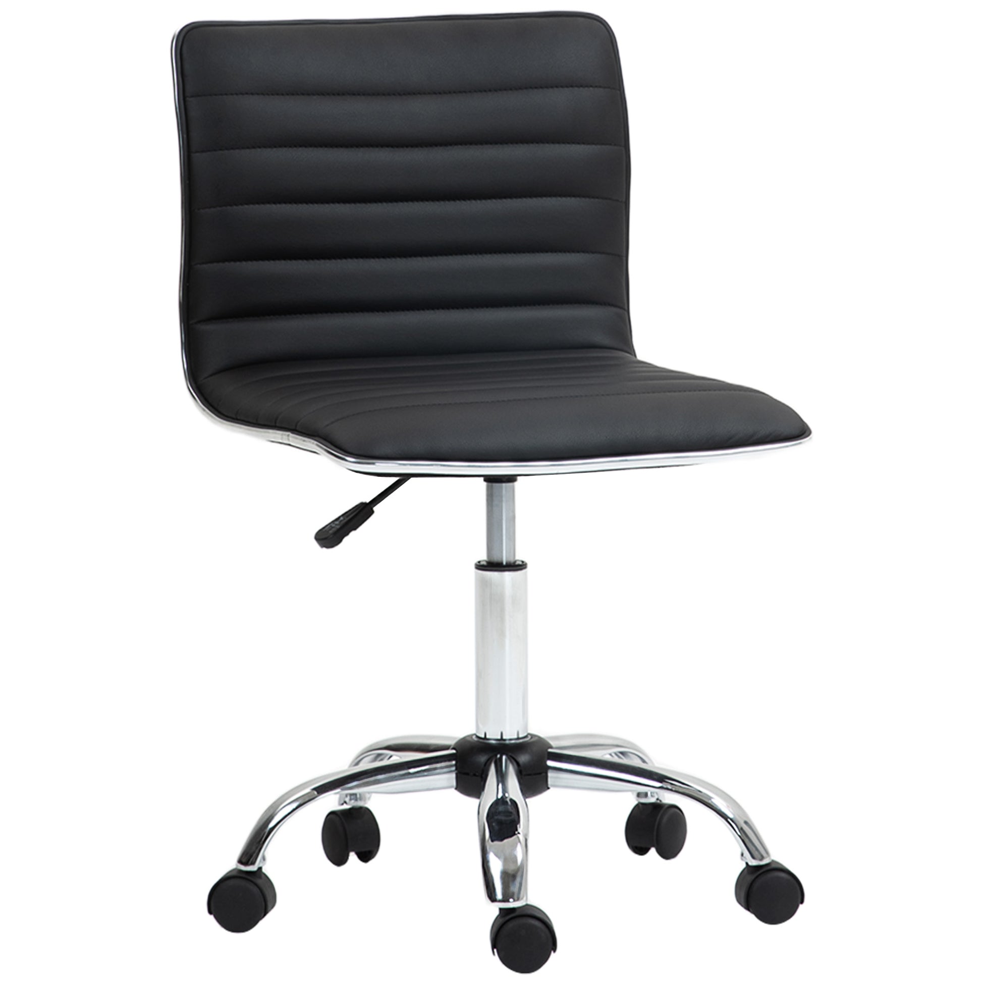 Home Office Chair Desk Chair in Faux Leather Height Adjustable Swivel Chair up to 120 kg Capacity, Vanity Chair for Study, Bedroom Black