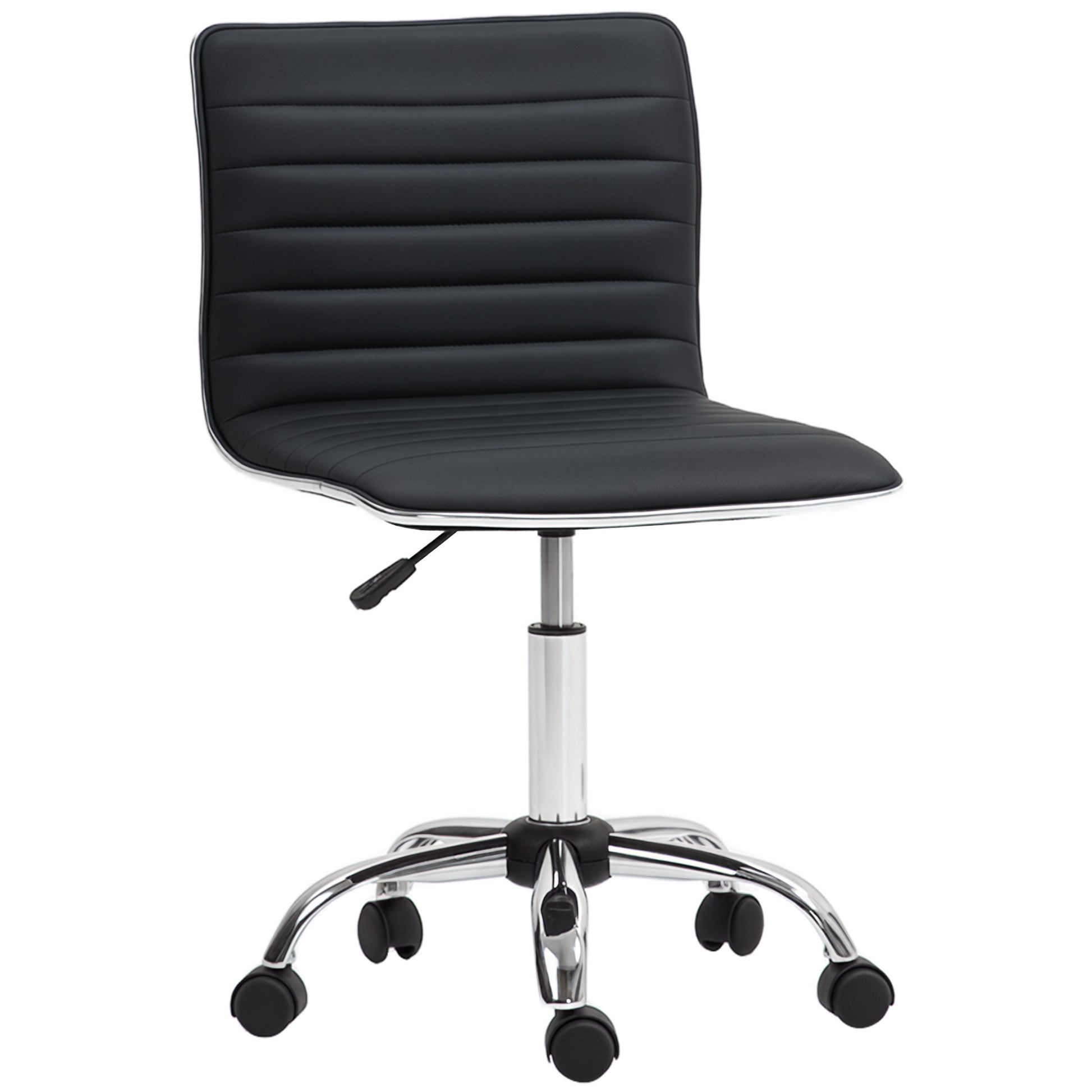 Home Office Chair Desk Chair in Faux Leather Height Adjustable Swivel Chair up to 120 kg Capacity, Vanity Chair for Study, Bedroom Black