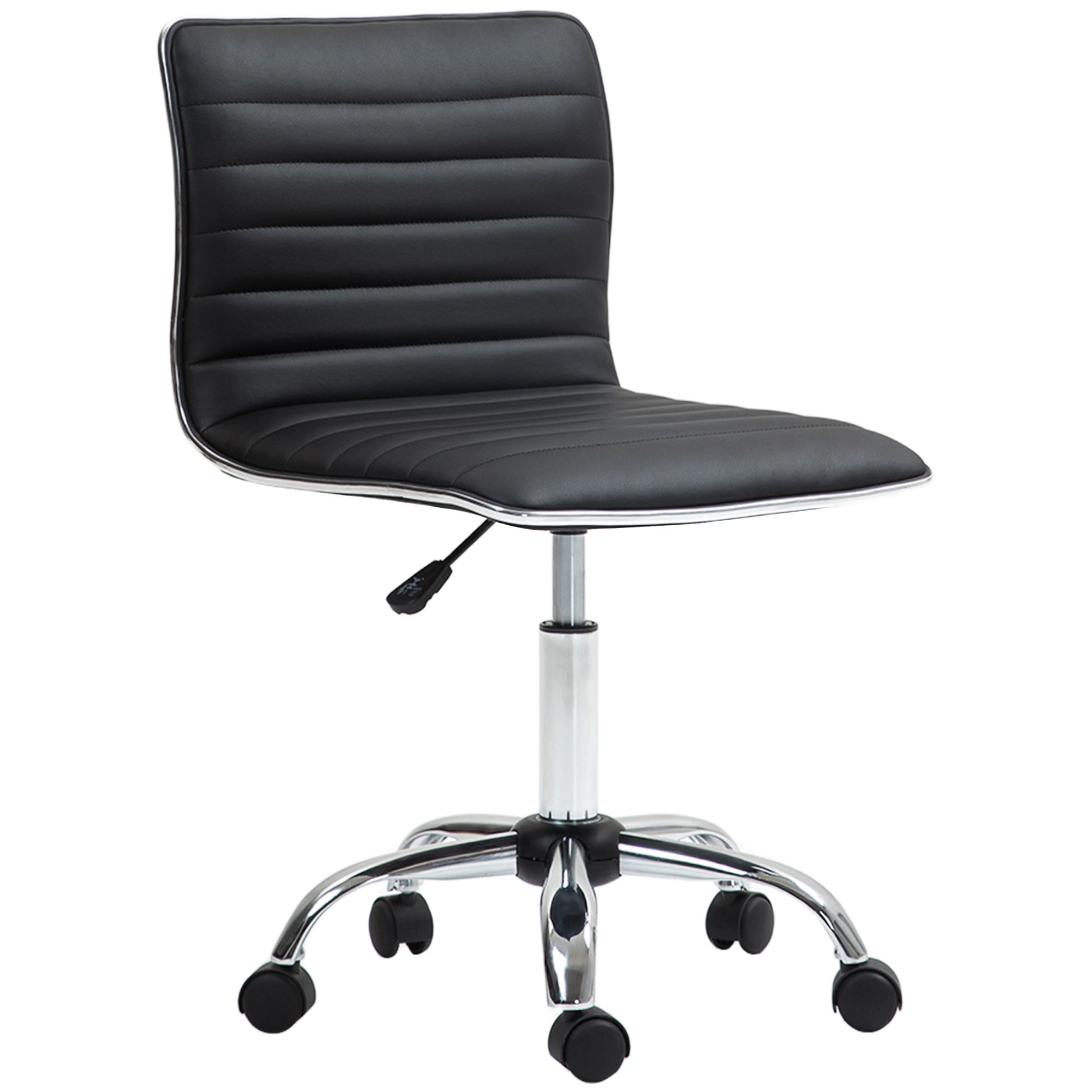 Home Office Chair Desk Chair in Faux Leather Height Adjustable Swivel Chair up to 120 kg Capacity, Vanity Chair for Study, Bedroom Black
