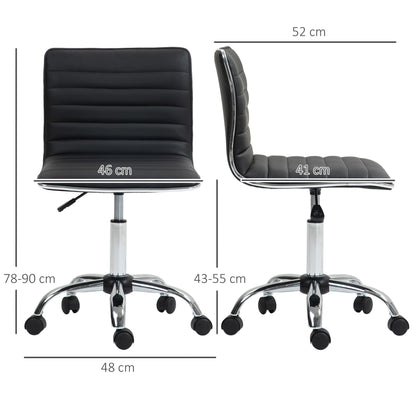 Home Office Chair Desk Chair in Faux Leather Height Adjustable Swivel Chair up to 120 kg Capacity, Vanity Chair for Study, Bedroom Black