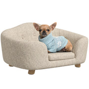 Pet Sofa Dog Mat Dog Bed Dog Couch Cat Sofa with Pillow Back Pocket Plush Foam Pine Cream White 70 x 47 x 30 cm
