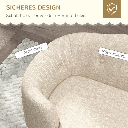 Pet Sofa Dog Mat Dog Bed Dog Couch Cat Sofa with Pillow Back Pocket Plush Foam Pine Cream White 70 x 47 x 30 cm