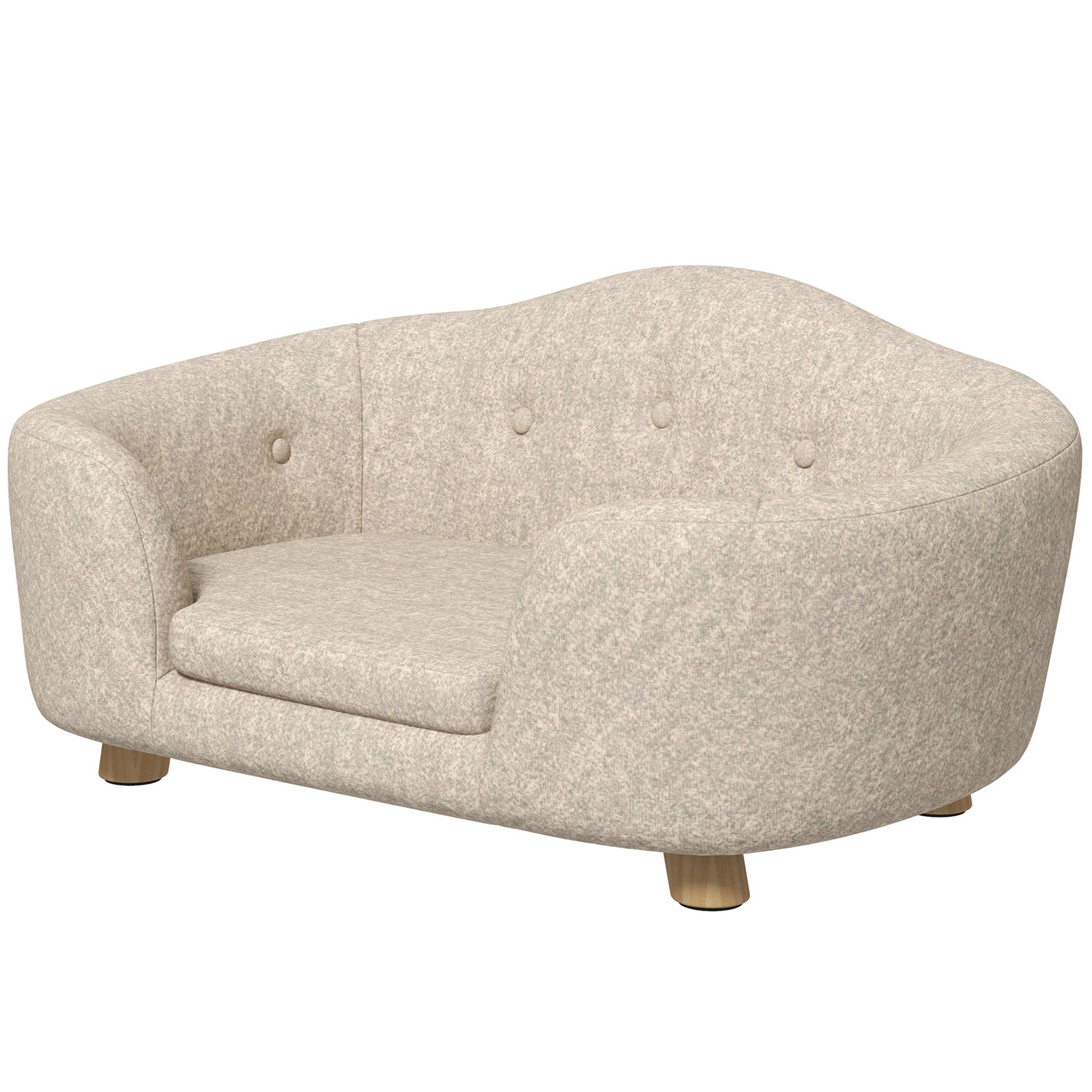 Pet Sofa Dog Mat Dog Bed Dog Couch Cat Sofa with Pillow Back Pocket Plush Foam Pine Cream White 70 x 47 x 30 cm