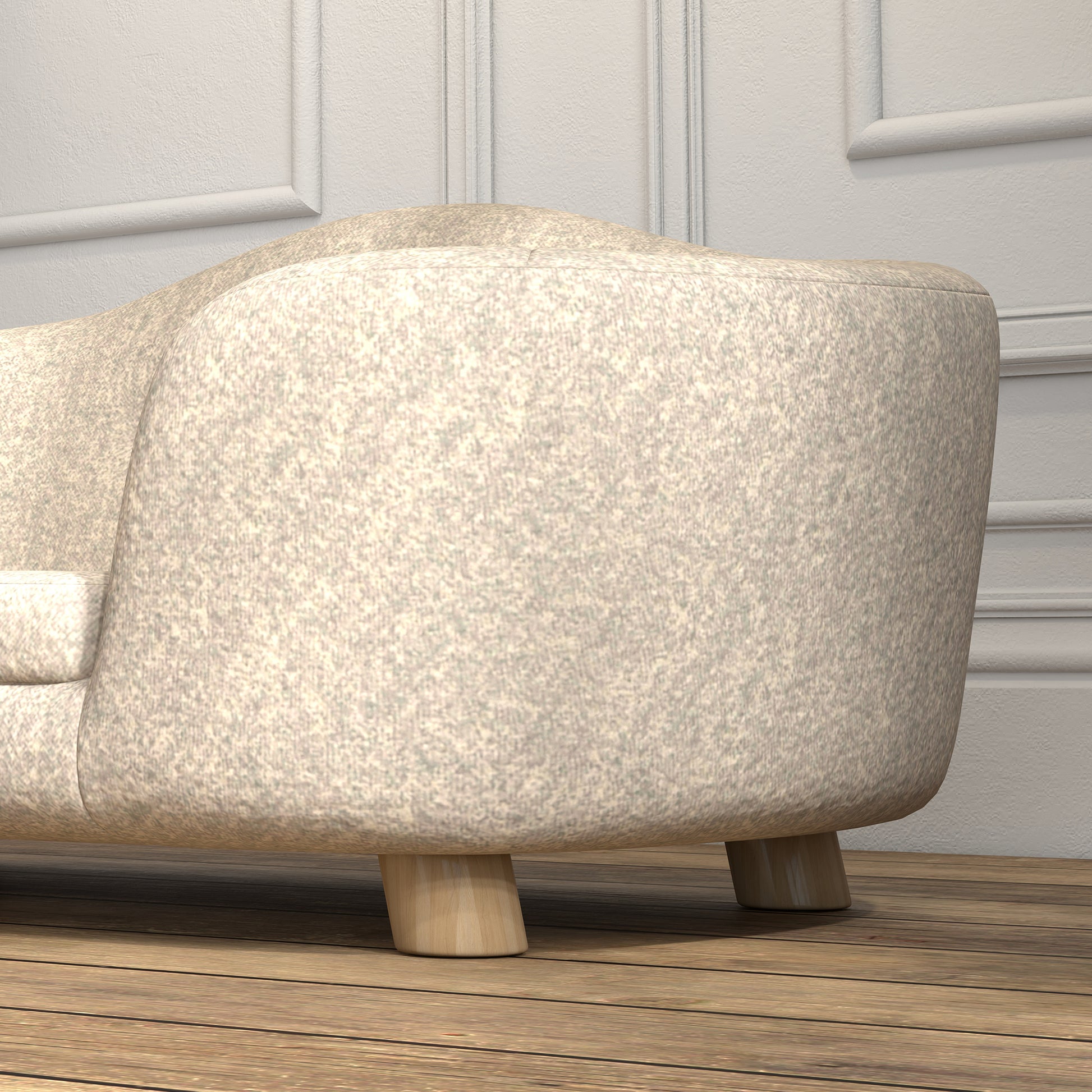 Pet Sofa Dog Mat Dog Bed Dog Couch Cat Sofa with Pillow Back Pocket Plush Foam Pine Cream White 70 x 47 x 30 cm
