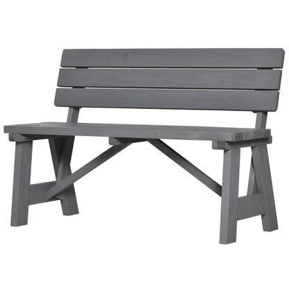 2-Seater Wooden Garden Bench, Weatherproof Bench, UV-Resistant Garden Furniture with Backrests, Park Bench 220kg Load Capacity, Balcony Bench, Wooden Bench for Balcony Terrace, Garden, 116 x 56 x 80 cm, Gray