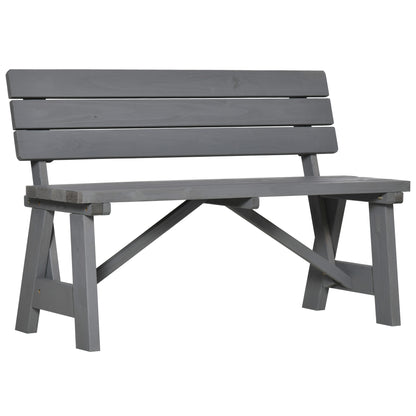 2-Seater Wooden Garden Bench, Weatherproof Bench, UV-Resistant Garden Furniture with Backrests, Park Bench 220kg Load Capacity, Balcony Bench, Wooden Bench for Balcony Terrace, Garden, 116 x 56 x 80 cm, Gray