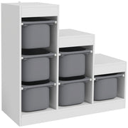 Toy Storage Cabinet with 6 Removable Bins 3 Levels, Easy Toy Storage for Kids, Quick Cleaning, for 3-8 Years, Gray