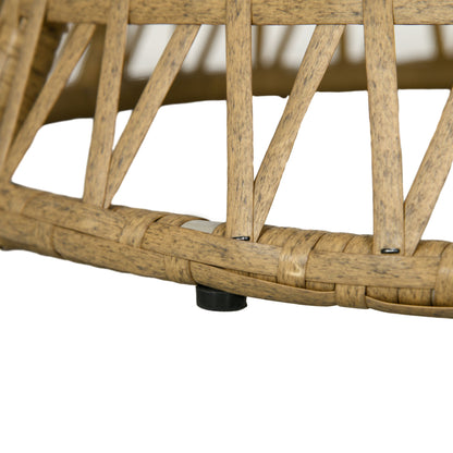 Papasan Chair Wicker Swivel Armchair with Cushion 360 Degree Adjustable Footstool 85 x 70 x 82 cm Khaki