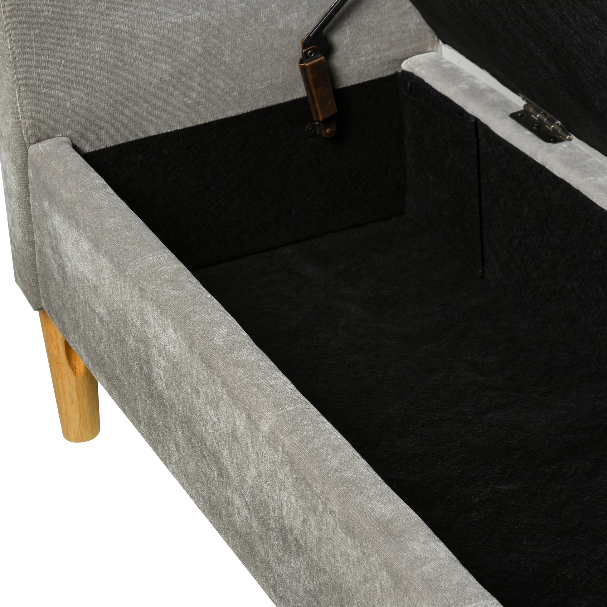 Vintage Style Storage Bench with Upholstered Seat, Entryway and Bedroom Bench with Arms, Gray