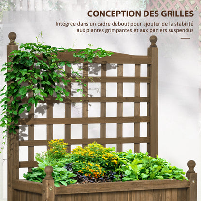 Planter with Trellis - Flower Box - Raised Planter - dim. 64L x 28W x 75H cm Includes Irrigation Inserts Treated Fir Wood