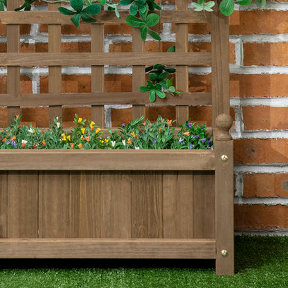 Planter with Trellis - Flower Box - Raised Planter - dim. 64L x 28W x 75H cm Includes Irrigation Inserts Treated Fir Wood