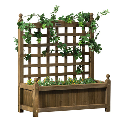Planter with Trellis - Flower Box - Raised Planter - dim. 64L x 28W x 75H cm Includes Irrigation Inserts Treated Fir Wood