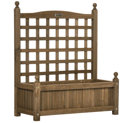 Planter with Trellis - Flower Box - Raised Planter - dim. 64L x 28W x 75H cm Includes Irrigation Inserts Treated Fir Wood