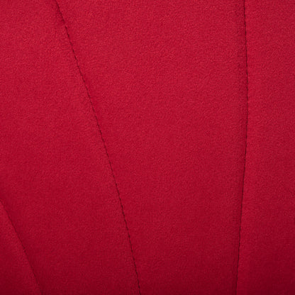 Set of 2 Velvet Dining Chairs, Kitchen and Living Room Chairs with Metal Legs and Shell Backrest, Red
