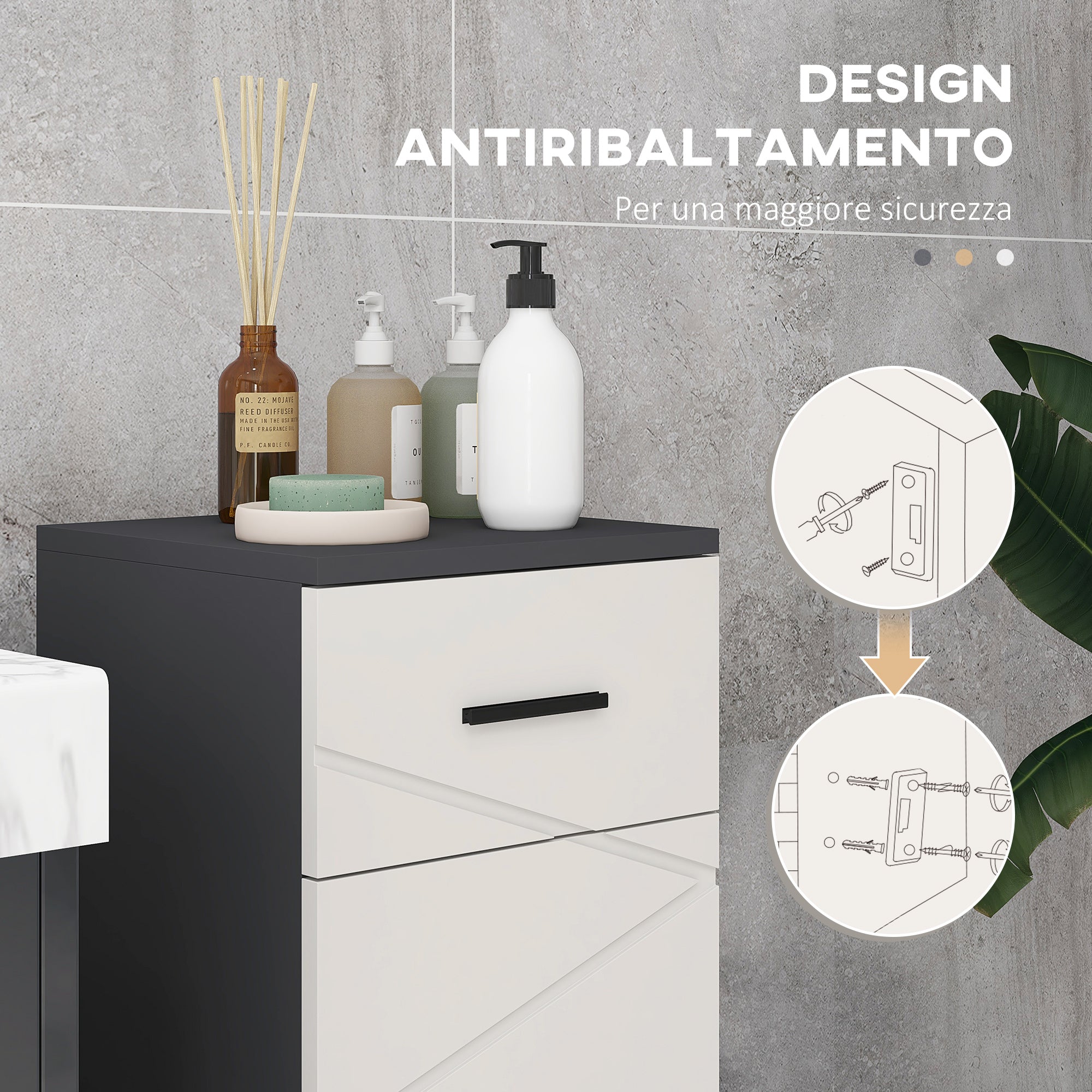 Bathroom Cabinet with Drawer and 2 Adjustable Shelves, Wooden Bathroom Cabinet, 30x30x82 cm, Gray
