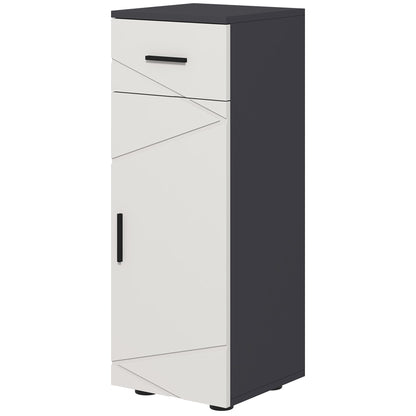 Bathroom Cabinet with Drawer and 2 Adjustable Shelves, Wooden Bathroom Cabinet, 30x30x82 cm, Gray