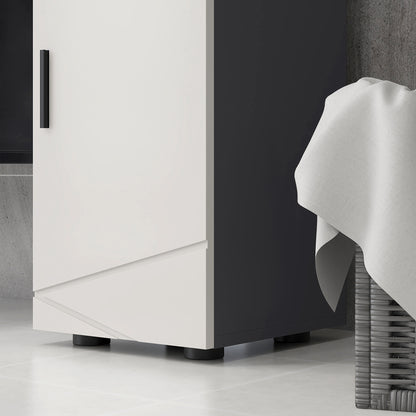 Bathroom Cabinet with Drawer and 2 Adjustable Shelves, Wooden Bathroom Cabinet, 30x30x82 cm, Gray