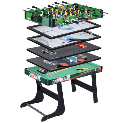 6 in 1 Foldable Multigame Table for Kids 7+ Years Game Table Billiards Foosball Ping Pong Ring Toss Air Hockey Ice Hockey 118x104x71 cm Multicolor