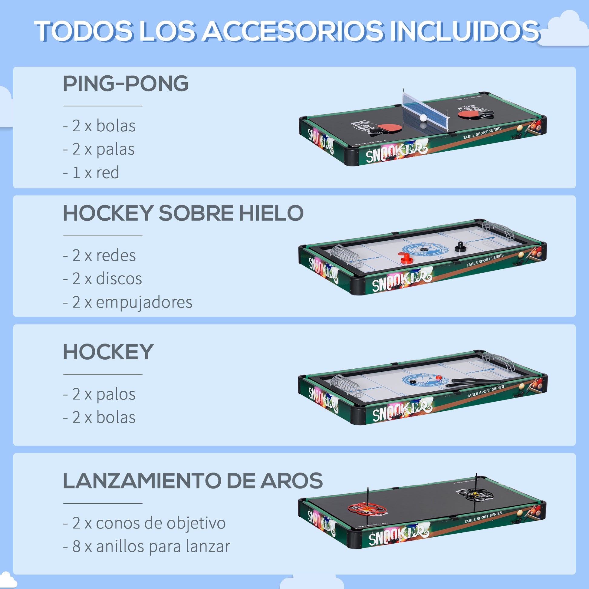 6 in 1 Foldable Multigame Table for Kids 7+ Years Game Table Billiards Foosball Ping Pong Ring Toss Air Hockey Ice Hockey 118x104x71 cm Multicolor