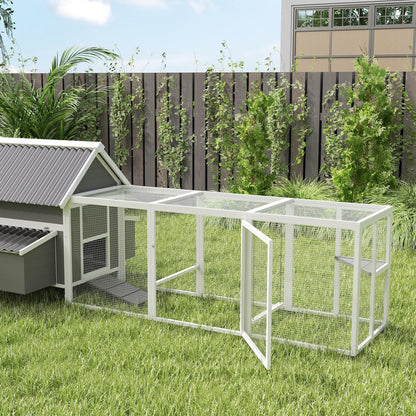 Wooden Chicken Coop with Run, 283 x 133.5 x 112 cm – For 7–10 Hens, 2 Nesting Boxes, Perches & Swing, Gray