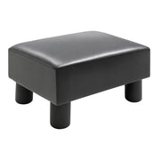 Footstool with Faux Leather Modern Ottoman Footrest Faux Leather Stool for Bedroom, Living Room, Black