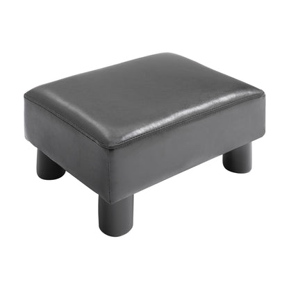 Footstool with Faux Leather Modern Ottoman Footrest Faux Leather Stool for Bedroom, Living Room, Black