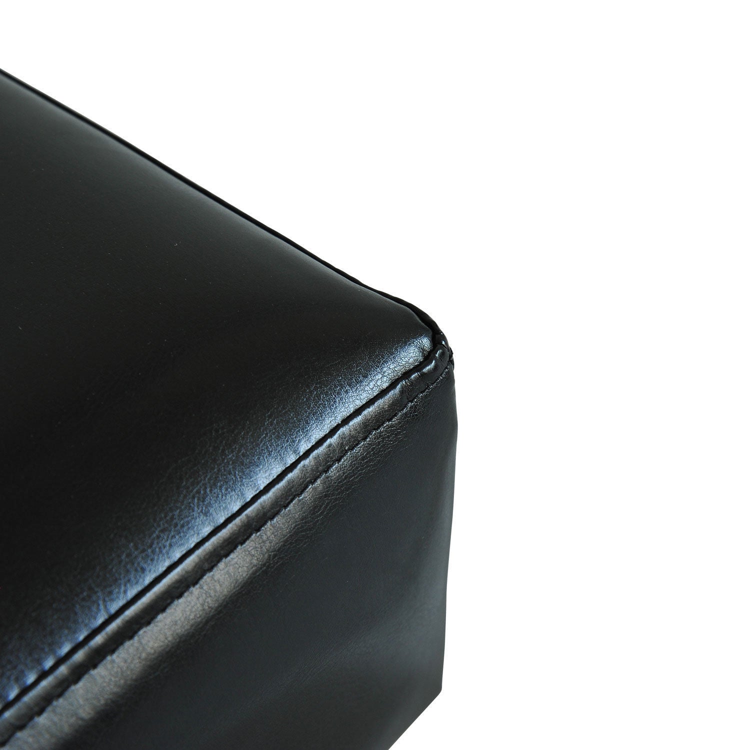 Footstool with Faux Leather Modern Ottoman Footrest Faux Leather Stool for Bedroom, Living Room, Black