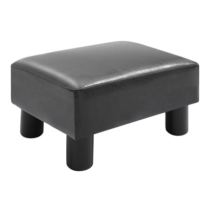 Footstool with Faux Leather Modern Ottoman Footrest Faux Leather Stool for Bedroom, Living Room, Black