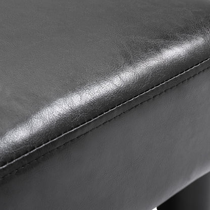 Footstool with Faux Leather Modern Ottoman Footrest Faux Leather Stool for Bedroom, Living Room, Black