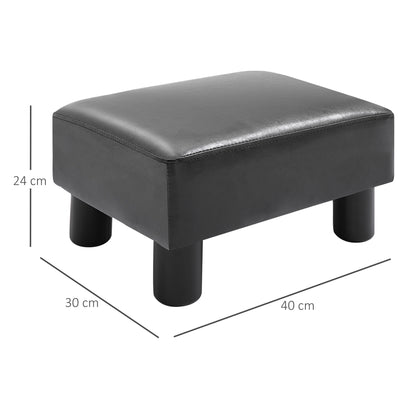 Footstool with Faux Leather Modern Ottoman Footrest Faux Leather Stool for Bedroom, Living Room, Black