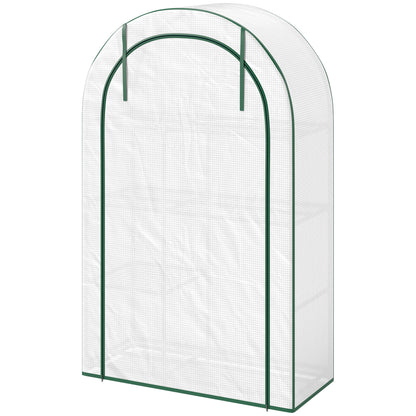 Greenhouse with Round Roof Door, Shelves, Winterproof Steel Frame Greenhouse, Hothouse for Balcony, Garden, Tomato House 100 x 45 x 160 cm, Tomato Greenhouse for Tomatoes, Vegetables, Flowers, White