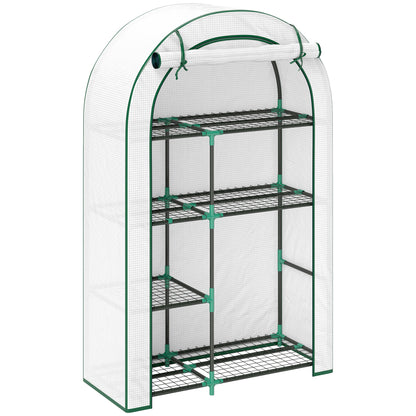 Greenhouse with Round Roof Door, Shelves, Winterproof Steel Frame Greenhouse, Hothouse for Balcony, Garden, Tomato House 100 x 45 x 160 cm, Tomato Greenhouse for Tomatoes, Vegetables, Flowers, White